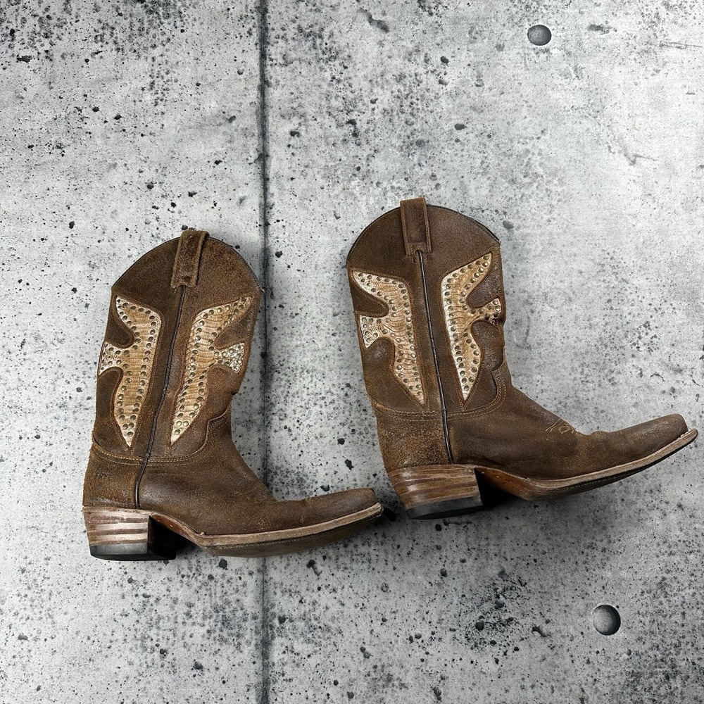 Frye Daisy Duke Python Studded Western Boots Cowg… - image 2